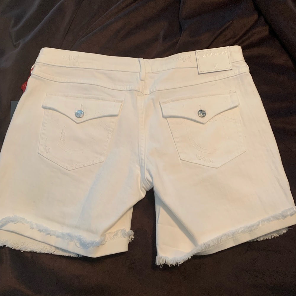 True Religion White Bermuda Shorts